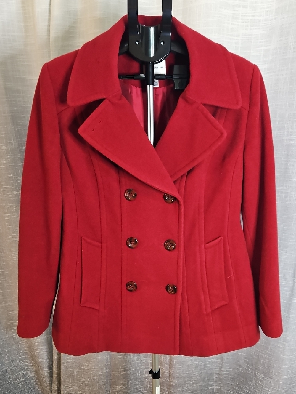 croft & barrow Red Double-Breasted Wool-Blend Peacoat